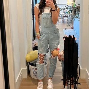 Shop Talulah Distressed Boyfriend Overalls Cello